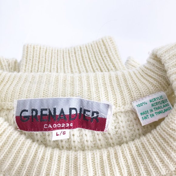 Vintage Oversized Slouchy Ribbed Cable Knit Crew Neck Sweater Preppy Academia - Picture 5 of 8